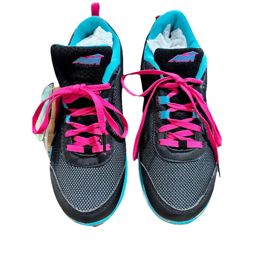 Avia Diversion Sneakers Women 6 Black Turquoise Pink Color block Y2K 80’sNWT